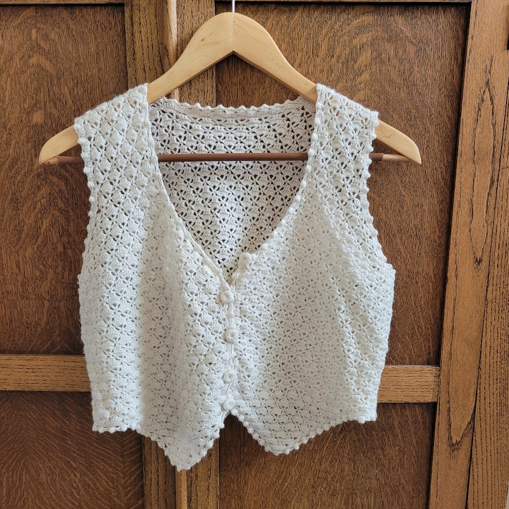 Crochet cottage core vest